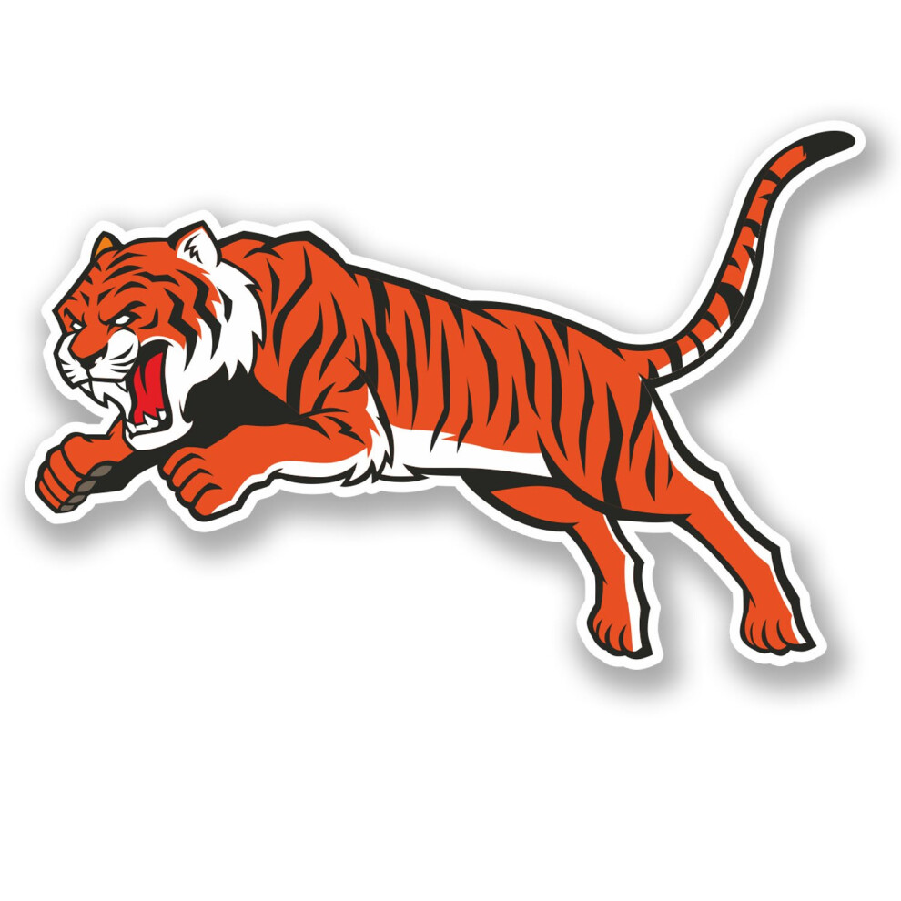 2 X Tiger Vinyl Sticker Ipad Laptop Car Bike Helmet Cat Lion Mascot #4708 (10Cm Wide X 6.5Cm Tall) 5051226433504