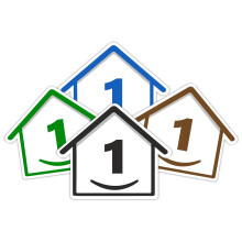 4 x Bin Numbers for Wheelie Bins, 1-99, 15cm ‘Happy House’ Colour Design Dustbin Stickers, Easy Application Stick On Number Stickers