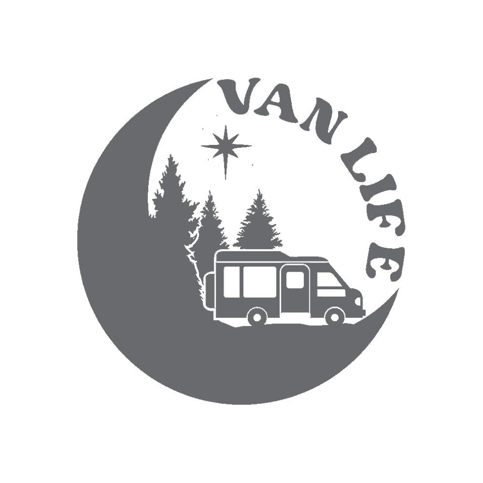 Van Life Adventure Travel Decal - Car Bumper Sticker - Van - Caravan - Motorhome - Campervan - Mirror - Laptop - Wall - Camping Gifts (, Medium) Silver 5051226438509