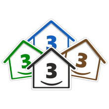 4 x Bin Numbers for Wheelie Bins, 1-99, 15cm ‘Happy House’ Colour Design Dustbin Stickers, Easy Application Stick On Number Stickers