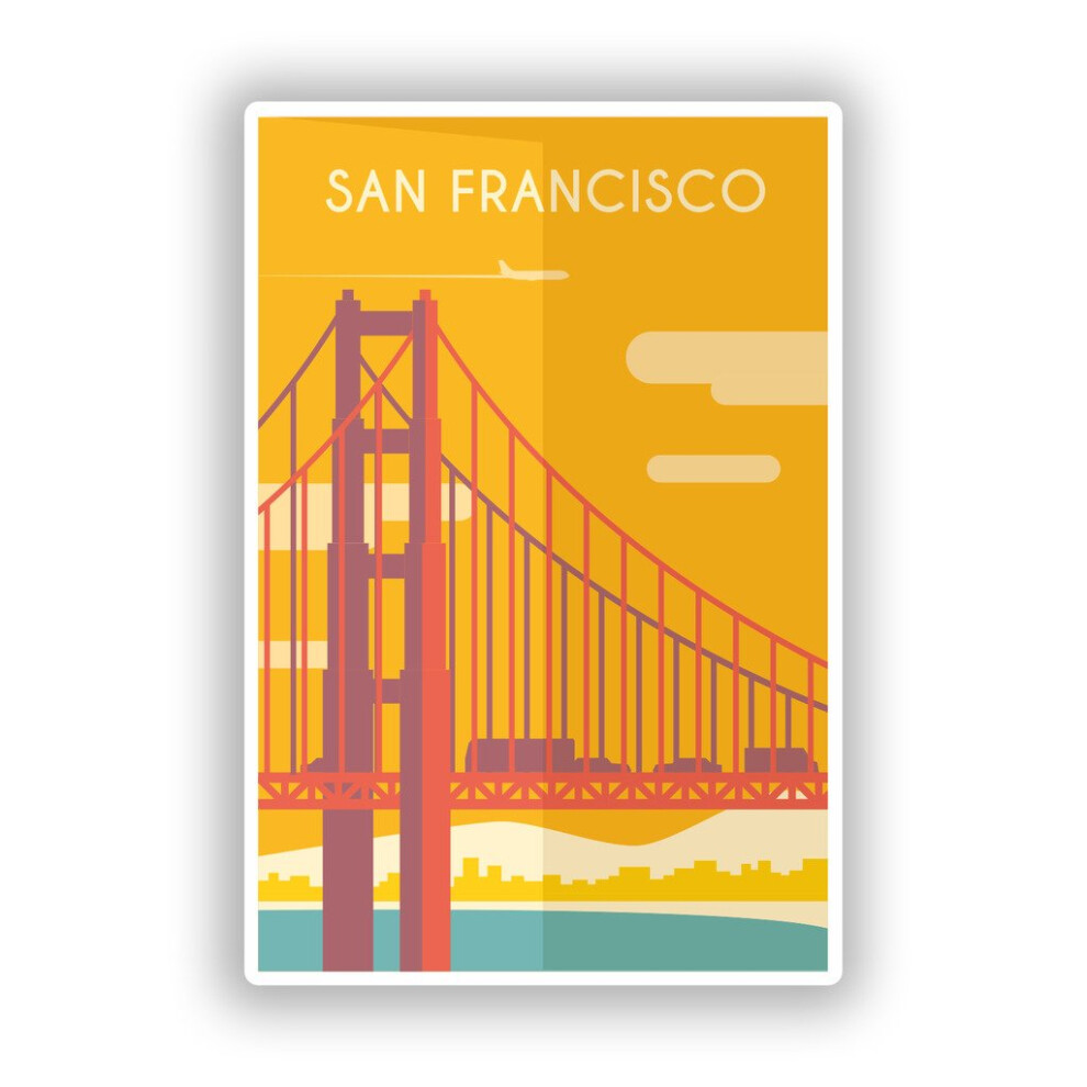 2 X 10Cm/100Mm San Francisco Usa Vinyl Stickers Travel Luggage #7996 5051226433139