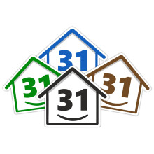 4 x Bin Numbers for Wheelie Bins, 1-99, 15cm ‘Happy House’ Colour Design Dustbin Stickers, Easy Application Stick On Number Stickers