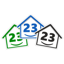 3 x Bin Numbers for Wheelie Bins, 1-99, 15cm ‘Happy House’ Colour Design Dustbin Stickers, Easy Application Stick On Number Stickers