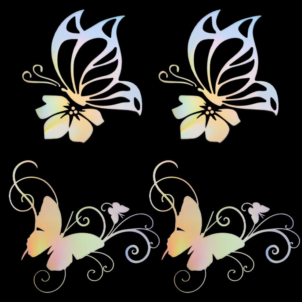 Gorgecraft 4 Sheet Butterfly Car Decal Set Butterflies Kissing Hibiscus Reflective Decals Vinyl Waterproof Sticker Women Car Stickers For Auto Truck 5051226436499