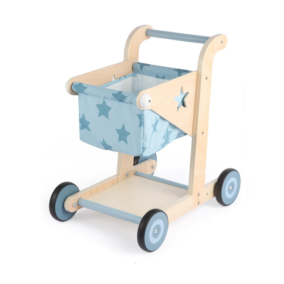 2 In 1 Wooden Baby Walker, Push And Pull Doll Stroller, Shopping Cart Learning Walker For Boys And Girls Asweets