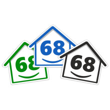 3 x Bin Numbers for Wheelie Bins, 1-99, 15cm ‘Happy House’ Colour Design Dustbin Stickers, Easy Application Stick On Number Stickers