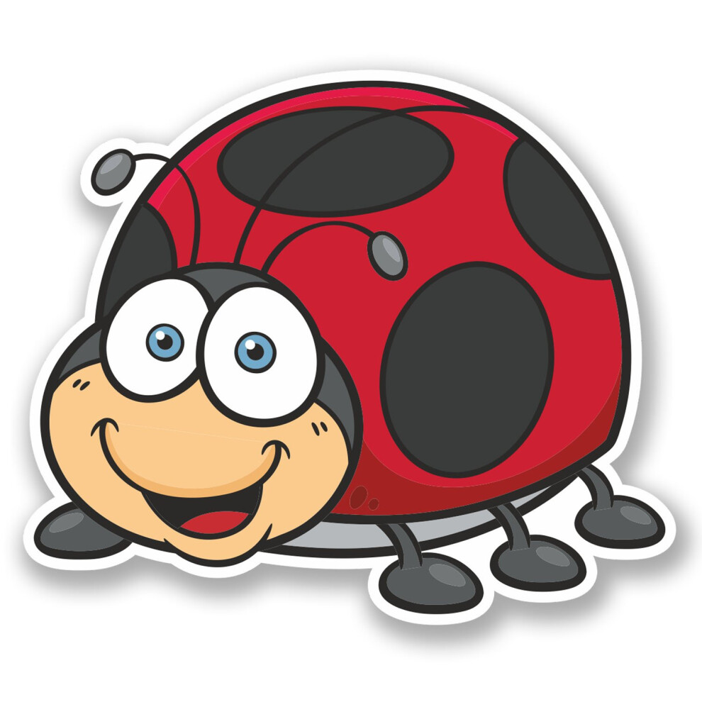 2 X 10Cm Ladybird Ladybug Vinyl Sticker Bike Laptop Car Happy Bug Kids Fun #5198 (10Cm Wide X 8.5Cm Tall) 5051226434761