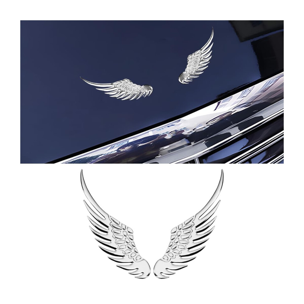 Jnnj 3D Car Sticker, 3D Angel Wings Car Decal Sticker, Self Adhesive 3D Angel Wing Metal Emblem, Cars Sticker Styling Fashion Metal Stickers Gold/Silver 5051226432866