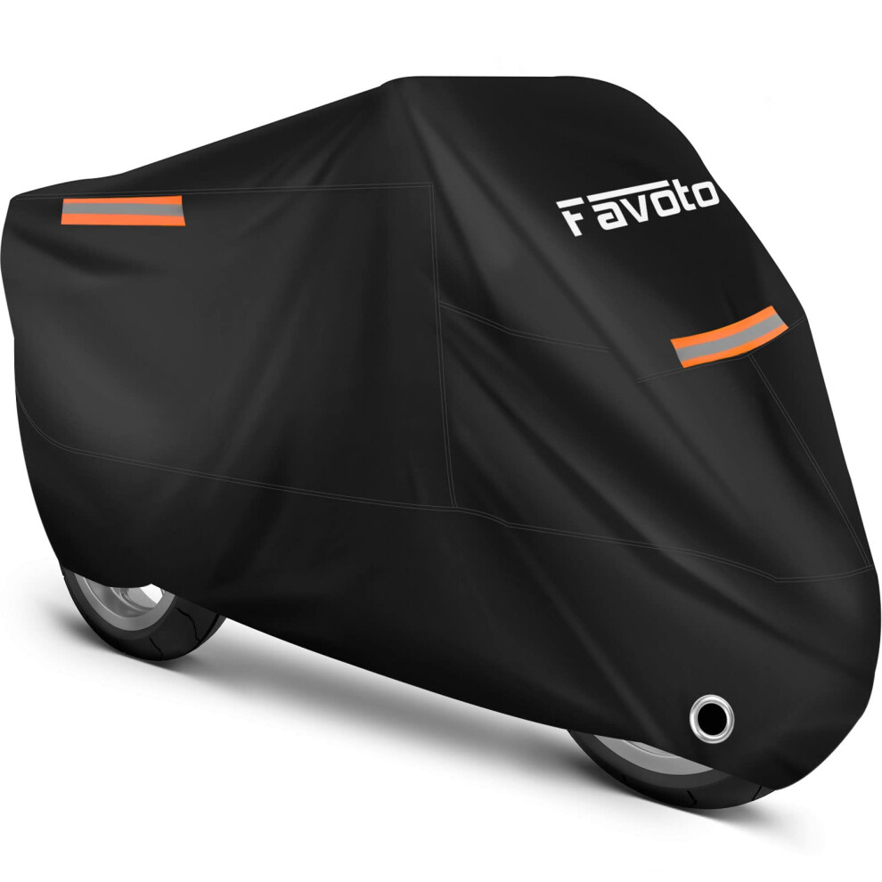 Favoto Motorbike Cover Waterproof Outdoor Motorcycle Cover 210T Oxford Cloth Anti Uv Scratch Heat-Resistant With Reflective Strip For Scooter Moped 5051226447174