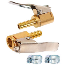Toolwiz 6mm Push-On Air Chuck Tyre Inflator, Brass Clip-On Valve Connector for Car, Bike, Motorcycle, 2 pcs