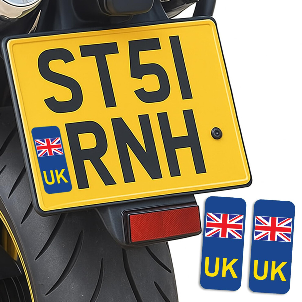 Safesign (2 Pack) Uk Motorbike Stickers For Europe Gb For Bike Uk Car Sticker Number Plate Stickers - Vinyl Self-Adhesive 5051226438639