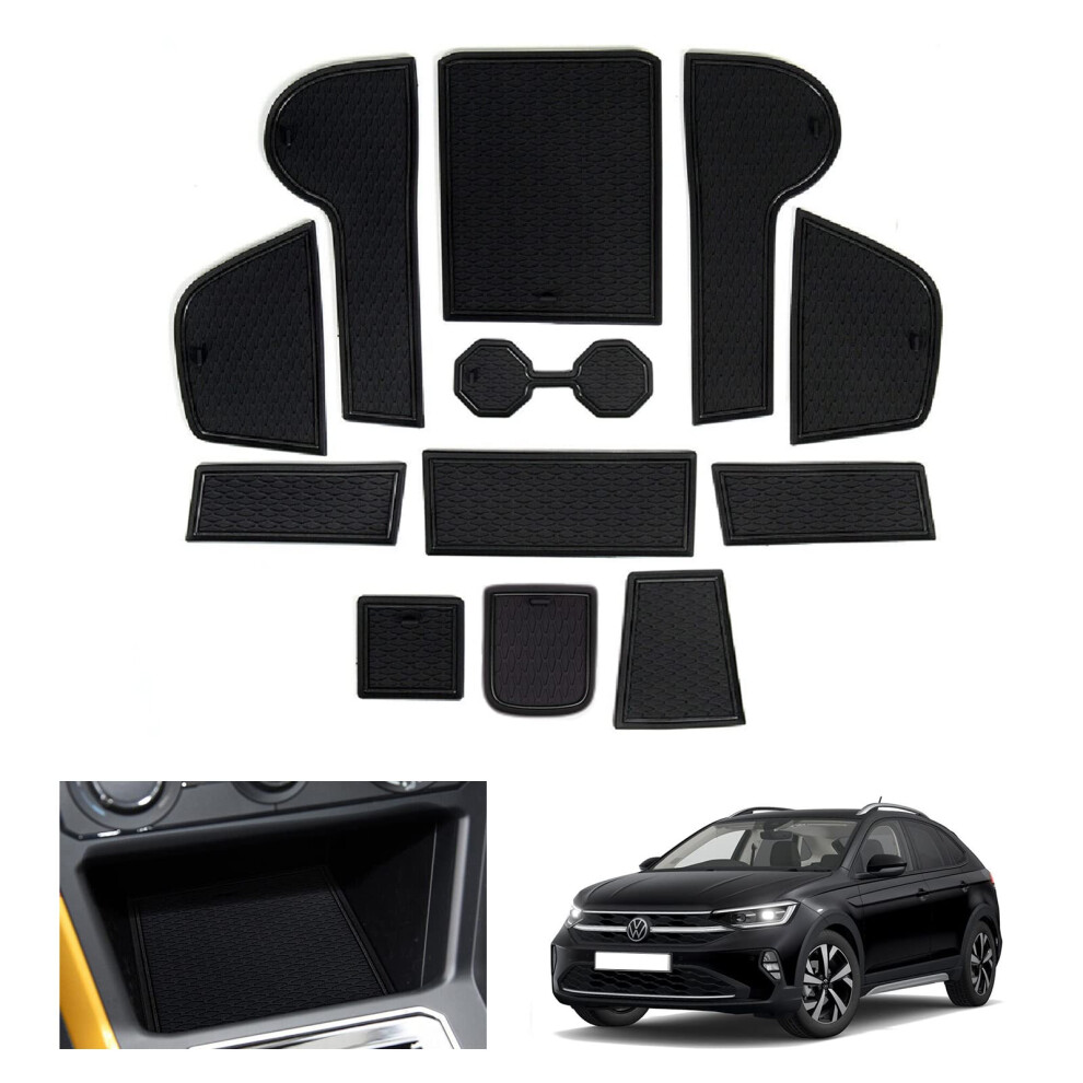 Gafat Compatible With Vw Taigo/Nivus 2021-2025 2026 Non-Slip Rubber Mats For Centre Console, Door Seam, Taigo 2024 Accessories (Black) Black 5051226464393