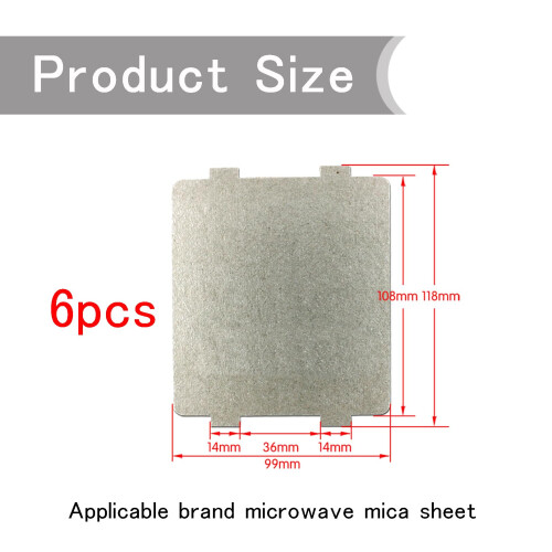 6 Pcs Microwave Waveguide Cover, Universal Microwave Mica Sheet 108x99mm Replacement 1