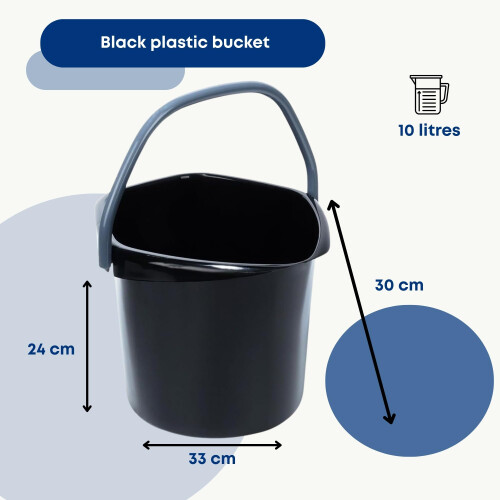 Plastic Cleaning Bucket 10 L Black 1