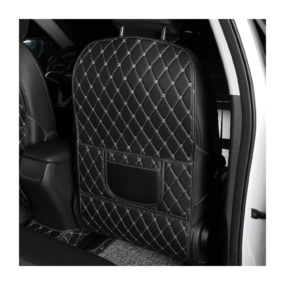 Car Backrest Protectors, Universal Leather Car Seat Backrest Protector With Pocket, Protects Vehicle Seats From Dirt And Damage Black Jnnj