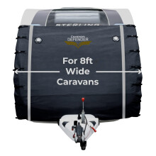 Caravan Defender Universal Front Towing Cover with LED Lights – Window Protection with Fleeced Backing Accessories for Caravans – Dark Grey 8ft