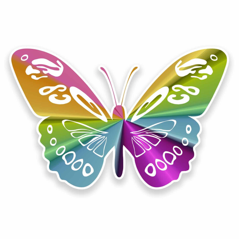 2 X 10Cm Pretty Butterfly Vinyl Stickers Laptop Helmet Car Bike Tablet Fun #9593 (10Cm Wide X 6.5Cm High) 5051226432460