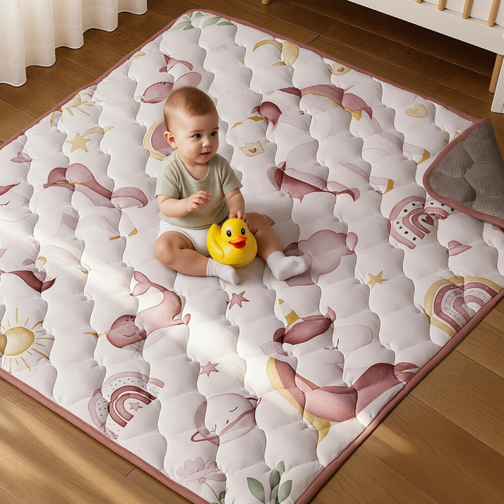 Baby Play Mats For Floor, 127X127 Cm Soft Thicken Padded Playmat For Playpen, Anti-Slip Crawling Mat Comomy