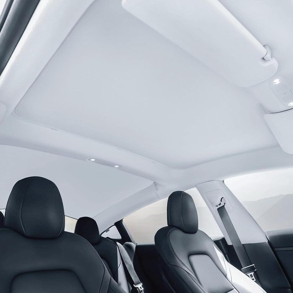 Topabyte Roof Sunshade For Tesla Model 3 Highland 2024-2026 Glass Sunroof Shade Window Insulation Uv & Heat Protection Double-Layer Sun Shade Beige 5051226479199