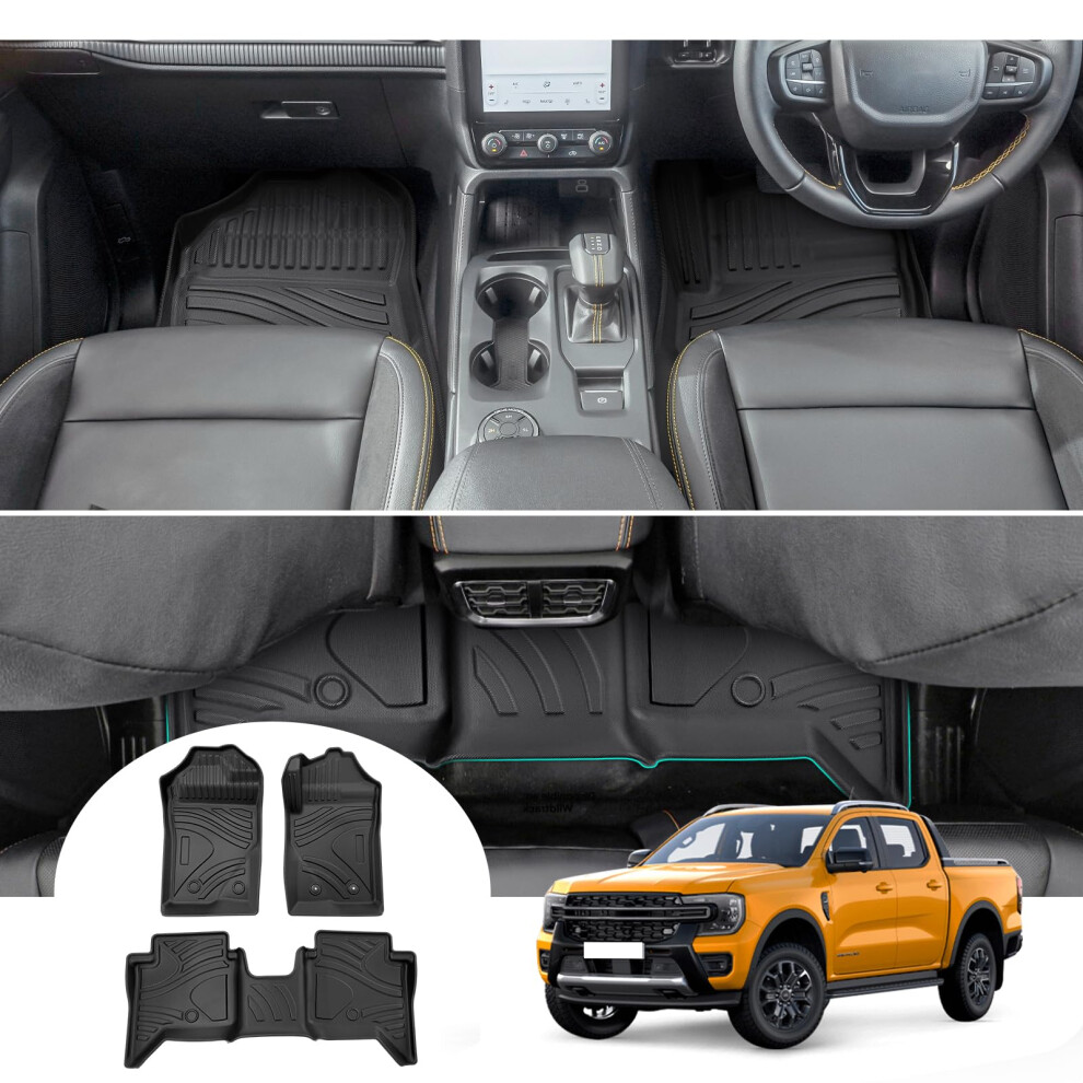 Gafat Compatible With Ford Ranger T9 2024 2025 Floor Mats, For Uk Rhd Floor Mats Ranger T9 Raptor Wildtrak 5051226483653