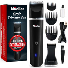 Mueller Groinscaper Pro Hårtrimmer 5.0, Utbytbara SkinSaver Keramiska Blad, Vattentålig Wet/Dry