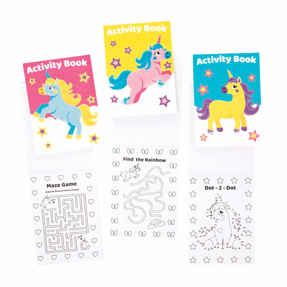 Fe542 Unicorn Mini Actvity Books - Pack Of 12, Includes Puzzles, Stickers, Dot To Dot And Colouring Pages For Kids Baker Ross