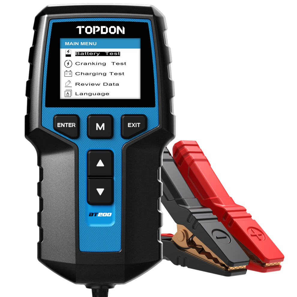 Topdon Car Battery Tester 12V 24V Load Tester, Bt200 100-2000Cca Automotive Alternator Tester Digital Auto Battery Analyzer Charging Cranking System 7607674105760