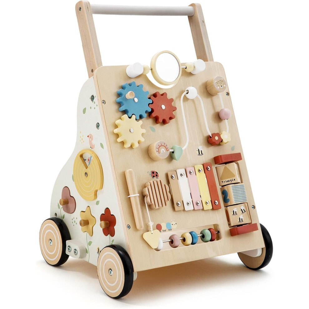 Wooden Baby Walker, Baby Push Walker For Boys And Girls 12 Months+, Adjustable Speed And Height Activity Walker, Montessori Push T 55803847