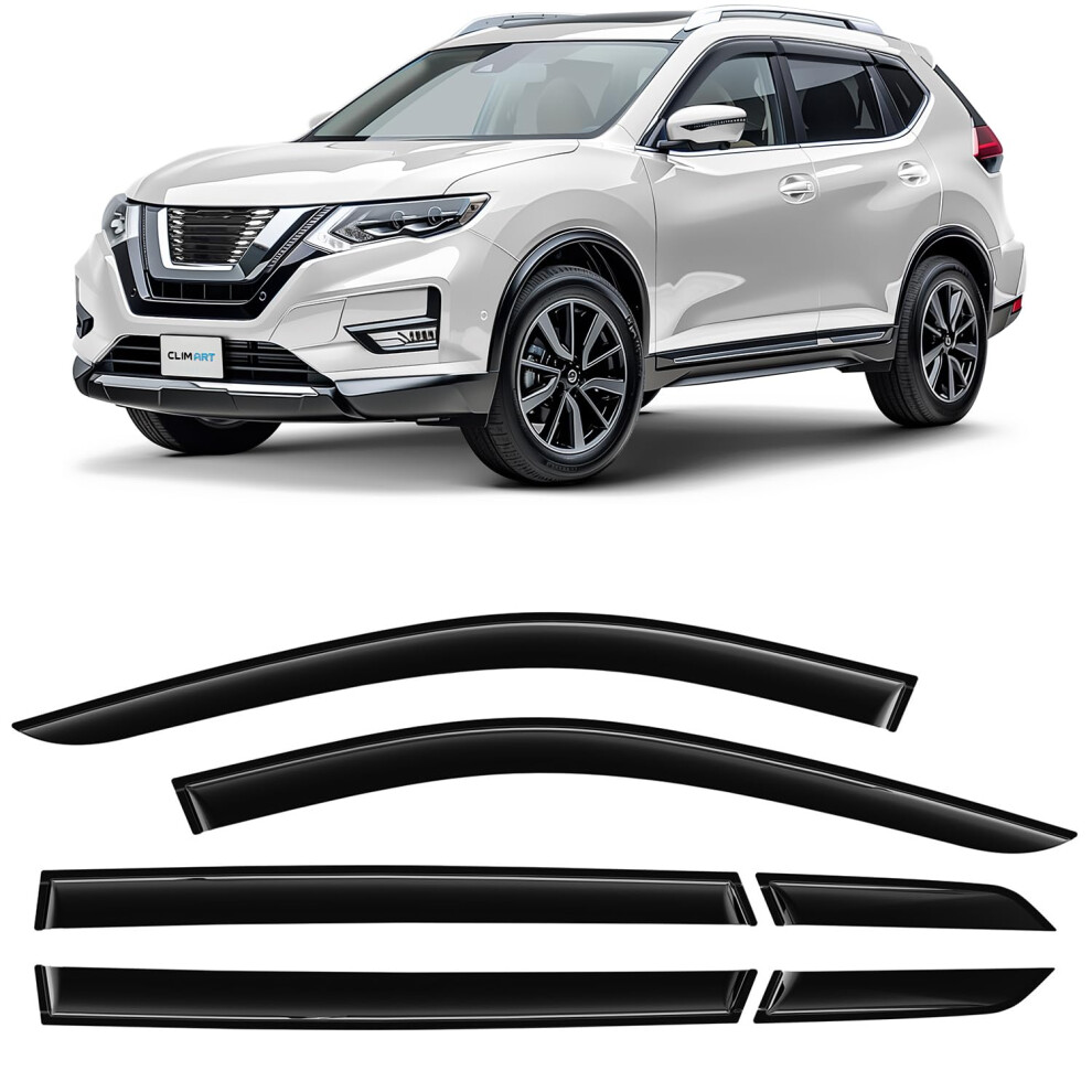 Clim Art Tape-On Wind Deflectors For/Compatible With Nissan X-Trail 2014-2022 (Iii) - Rain Deflector - Car Accessories - Car Wind Deflectors - Sun 5051226488344