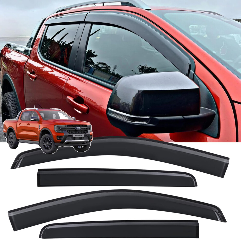 Jhchan Wind Deflectors For Ford Ranger Accessories 2023 2024 2026 New Wildtrak Raptor Platinum Tremor Xl Xlt Stormtrak Msrt T9 Double Cab Window 5051226487385