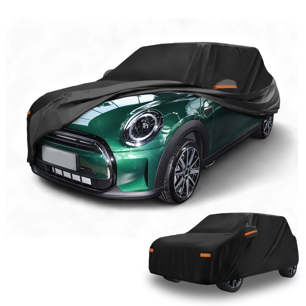 Partuto All-Weather Waterproof Car Cover - Uv-Resistant Outdoor Full Exterior Protection For Mini Cooper 4Dr 2014-2025 210D-Pu With Right Side Black 5051226473456