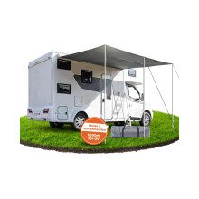 Ezcasch Campervan Awning 400x240cm Sun Canopy for Motorhome, Caravan Awning with 2 x Guide Rails and 3 x Aluminium Poles