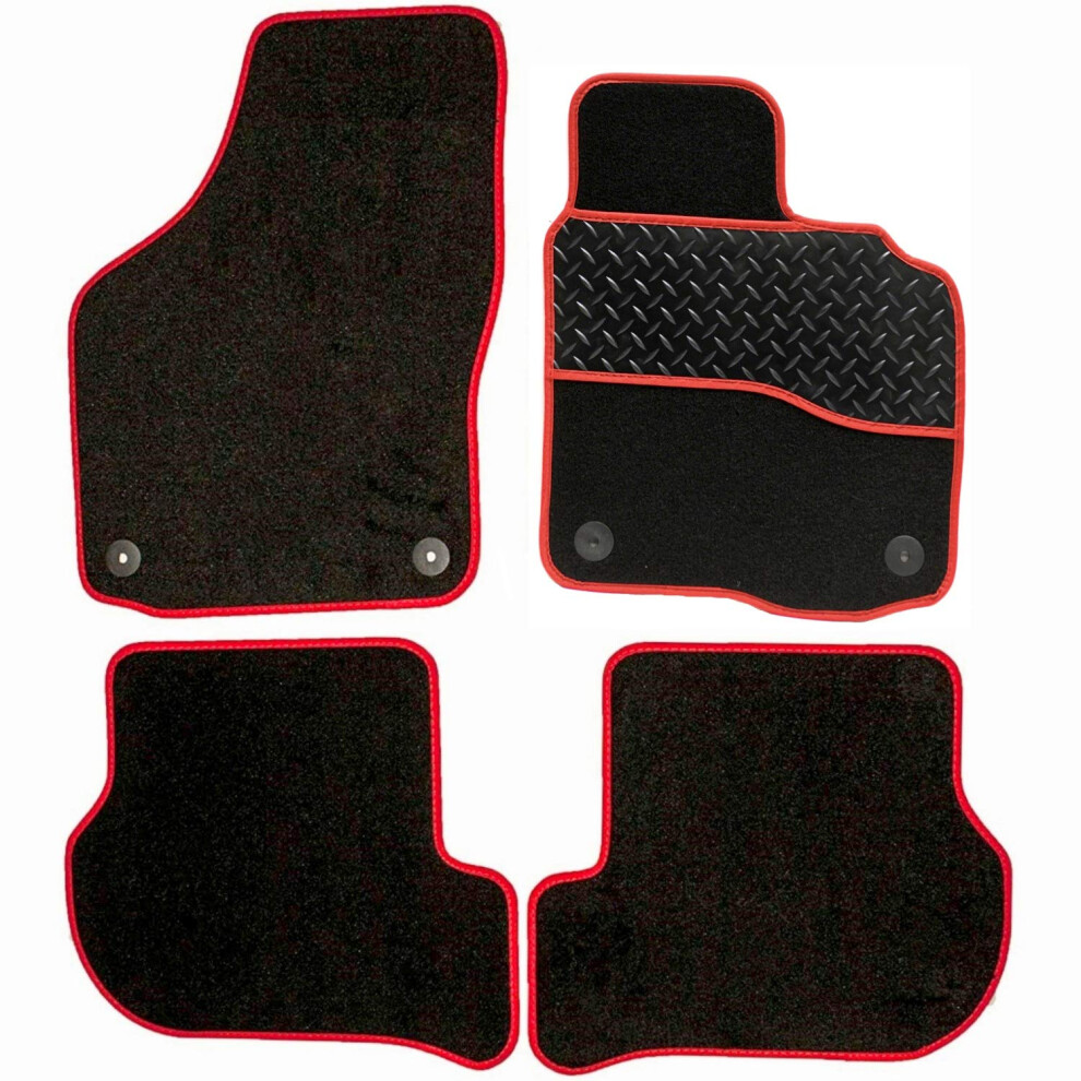 Sakura Ww8147rd Tailo Mats, Ford Focus 2015-18 Rubber Heelpad, Trim Black/Red 5051226466519
