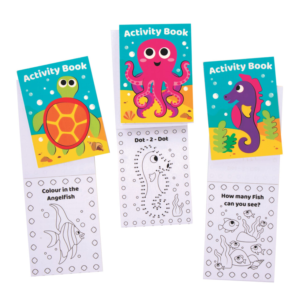 Fe529 Sealife Mini Actvity Books - Pack Of 12, Includes Puzzles, Stickers, Dot To Dot And Colouring Pages For Kids Baker Ross