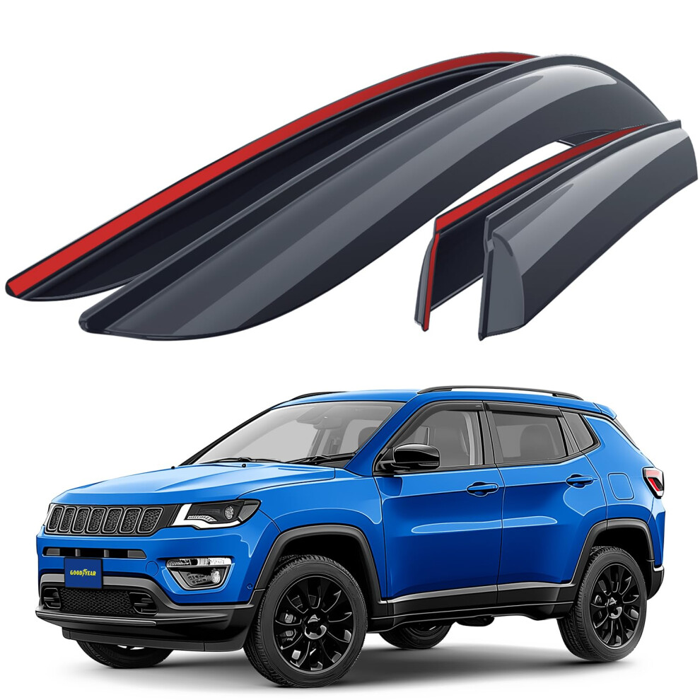 Goodyear In-Channel Wind Deflectors For/Compatible With Jeep Wrangler 2018-2026 Iv (Jl) - Car Accessories - Rain Deflectors 5051226488122