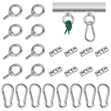 GOWTX 8Pcs Awning Rail Stoppers, 6mm M4 Lifting Eye Nut Ring Blocking, Multi-Function Awning Rails Hooks with Carabiner Clips