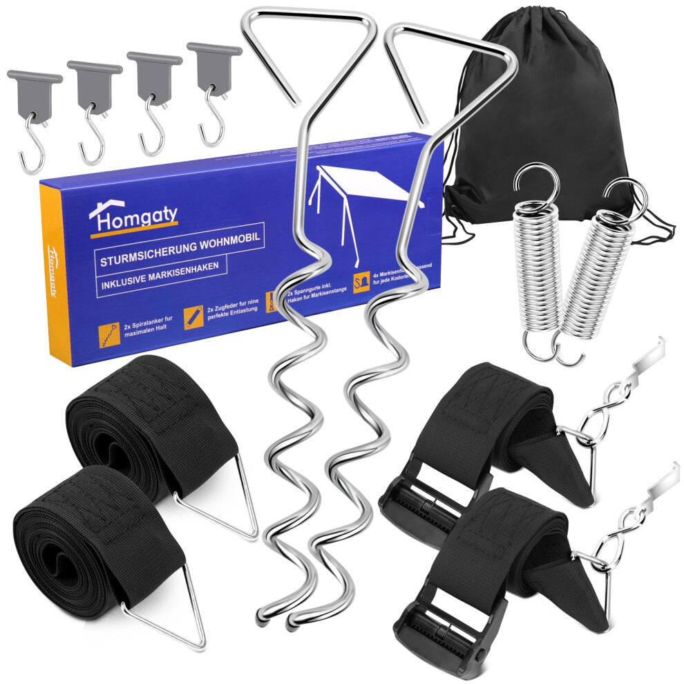 Homgaty Awning Tie Down Kit Storm Straps, 7.5M Universal Caravan Awning Storm Straps Kit 5051226442605