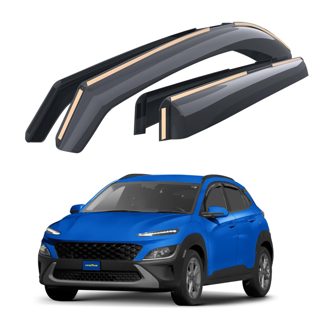 Goodyear In-Channel Wind Deflectors For/Compatible With Hyundai Kona 2017-2023 Suv (Mk1) - Car Accessories - Rain Deflectors 5051226488115