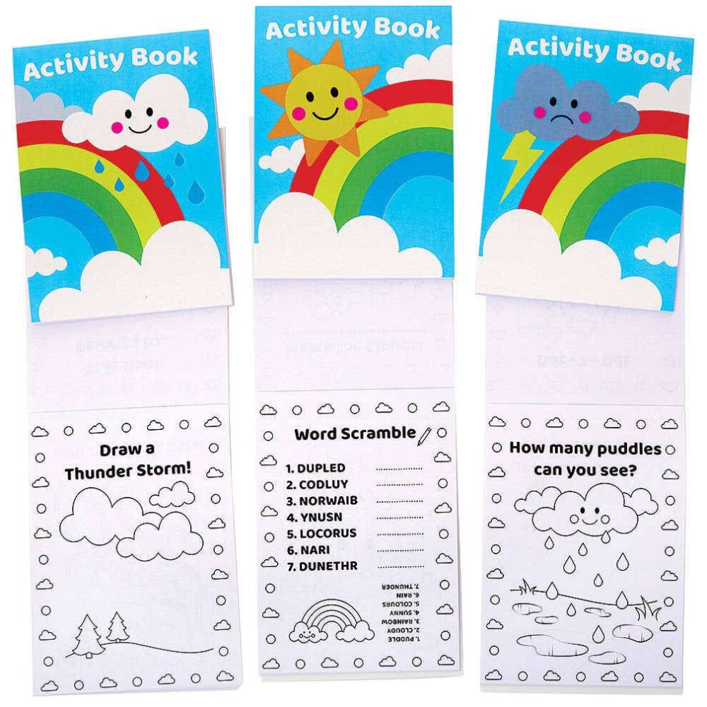 Fc962 Rainbow Mini Activity Books For Kids - Pack Of 12, Entertaining Travel Activities, Party Favours, And Colouring Books For Children Baker Ross