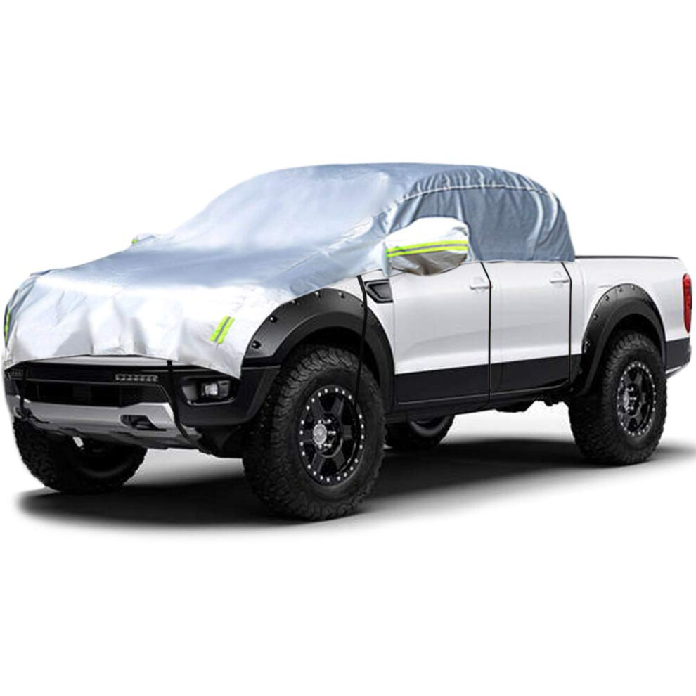 Konnfeir Half Car Cover All Weather Car Body Covers Outdoor Indoor For All Season Waterproof Dustproof Uv Resistant Snowproof Universal 210D Oxford 5051226475740