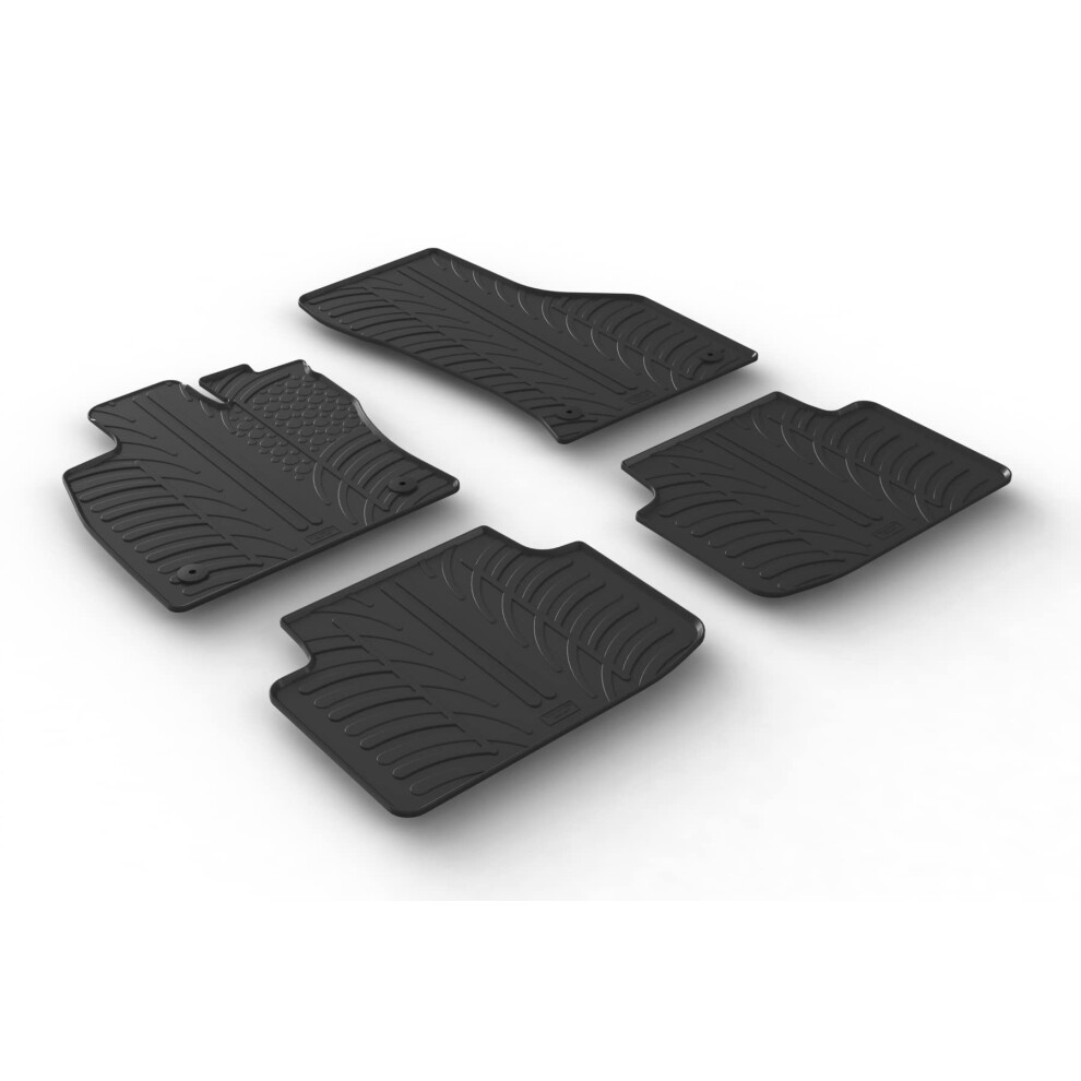 Gledring Rubber Mat Set Compatible With Volkswagen Passat 3G Sedan/Variant 2014- (T Profile 4-Piece + Mounting Clips) 5051226480492