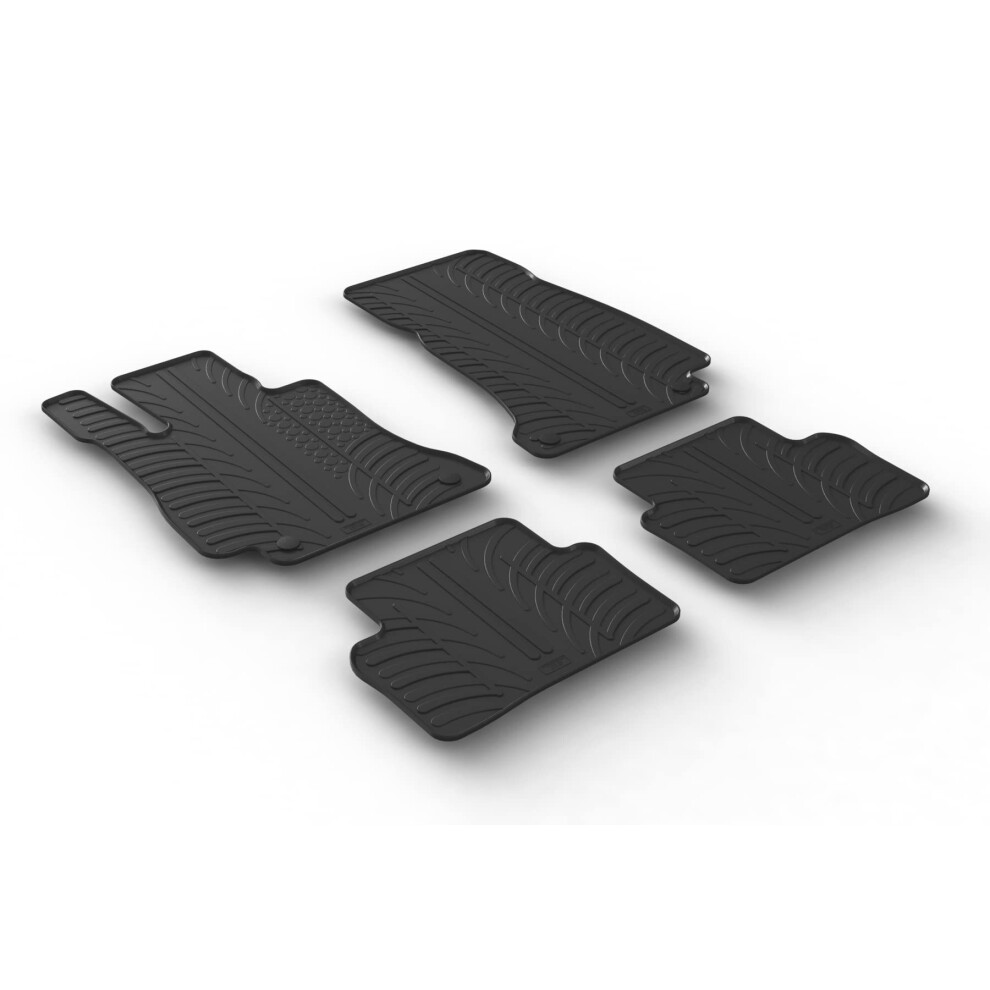 Gledring Rubber Car Mats Set Lhd Compatible With Mercedes E-Class W213 Sedan/Estate 2016-2023 (T Profile 4-Pieces + Mounting Clips) 5051226482885
