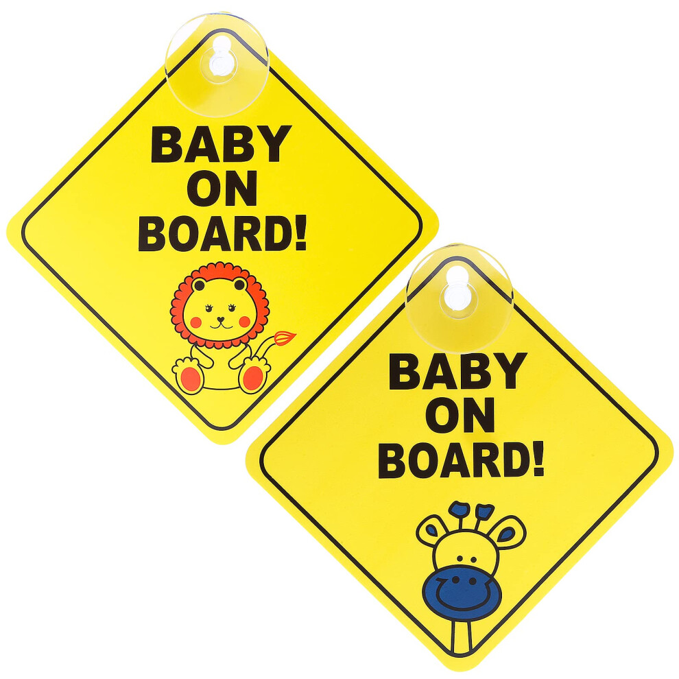 Tiesome 2Pcs Baby On Board Car Warning, Baby On Board Sticker Sign For Car Warning With Suction Cups For Window Cling Reusable Babies On Boards