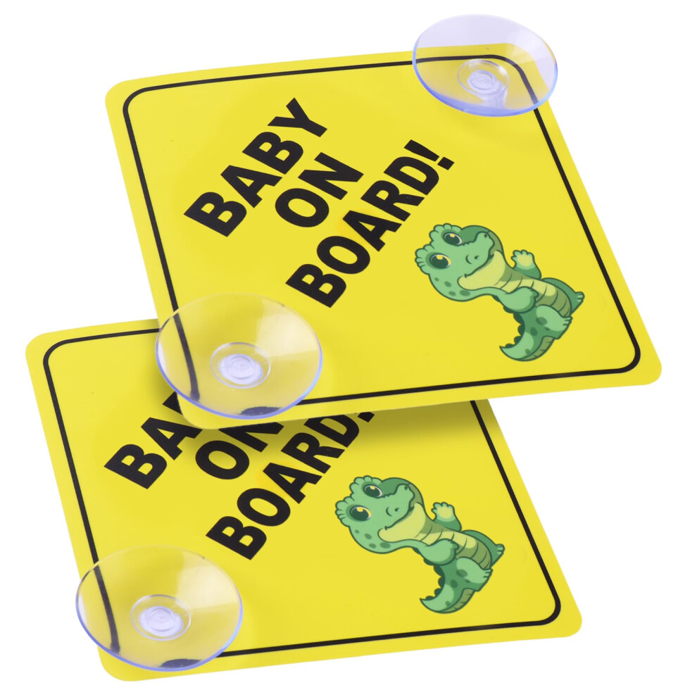 Cobee Baby On Board Car Warning Signs, 2 Pcs 5"X5" Safety Sign With Double Suction Cups