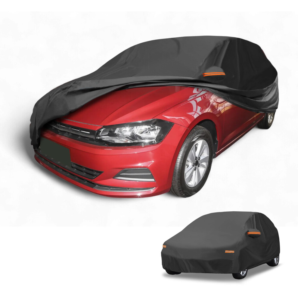 Partuto Waterproof All-Weather Universal Car Cover With Right Side Zipper, 190T-Pu Fits For Hatchback Up To 163" Length Black 5051226476563