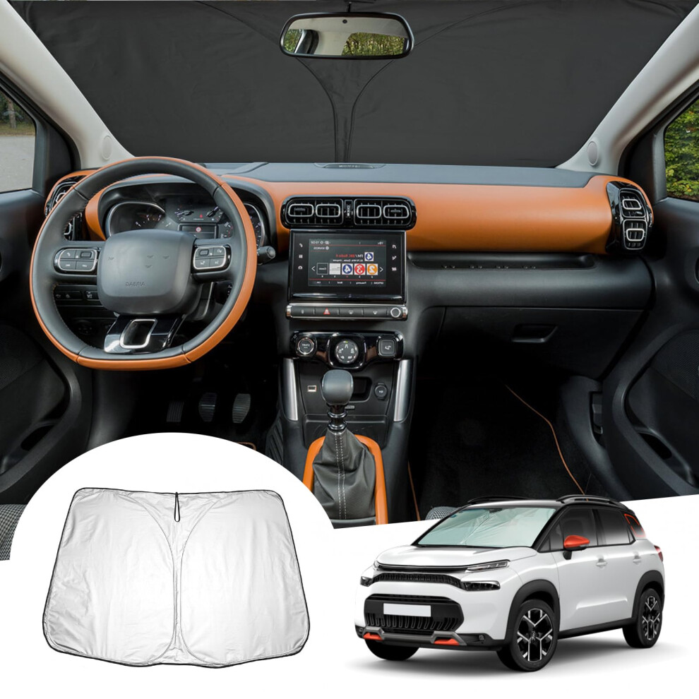 Gafat Compatible With Citroen C3 Aircross/ C3 2017-2024 Sunshades Front Window, Sun Protection Front Windscreen Inside, Parasol Sun Visor, Cooling 5051226479601