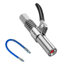 Offfay Grease Gun Coupler, Quick Release Grease Coupler, Single Handle Gear Oil Nozzle with 30cm Hose, Fits All Standard Automotive Grease Guns