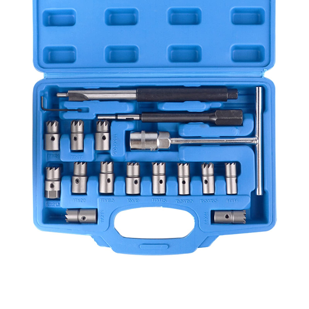 Dayuan 17Pc Professional Diesel Injector Seat Cutter Cleaner Tool Set Carbon Remover 3556759000817