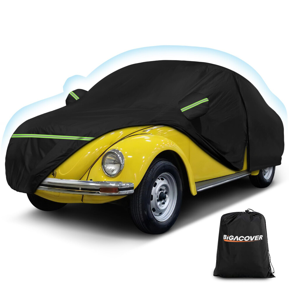 Custom Fit For Volkswagen Beetle Bug 2-Door 1960-1980 Sedan Car Cover Waterproof Heavy Duty All-Weather Protection With Door Zipper & Storage Bag 5051226474347