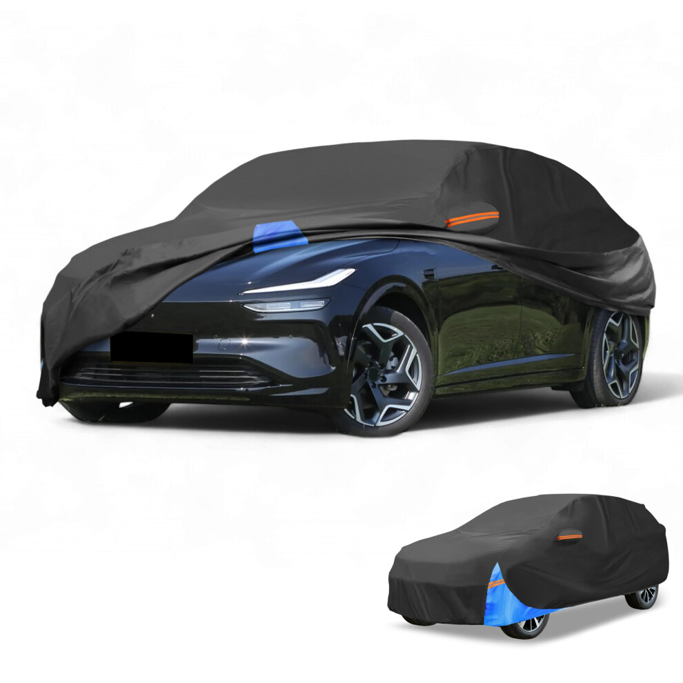 Partuto Waterproof All-Weather Universal Car Cover With Right Side Zipper, 190T Polyeste Fits For Suv 181" To 190" Length Black/Blue 5051226474750